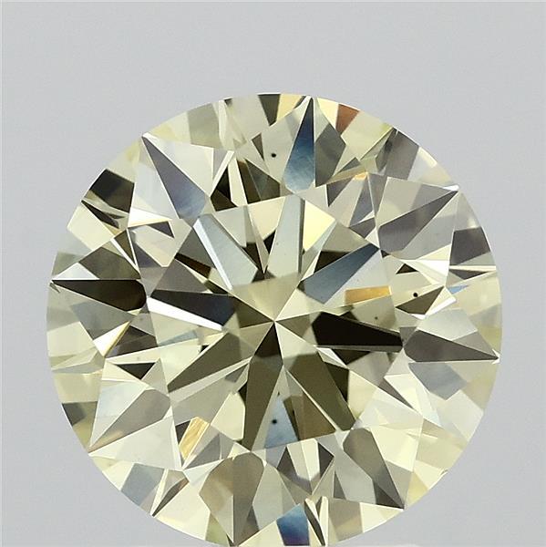3.00 Carat Round Lab Grown Diamond, Excellent Cut, Fancy Light Yellow Color, VS1 Clarity