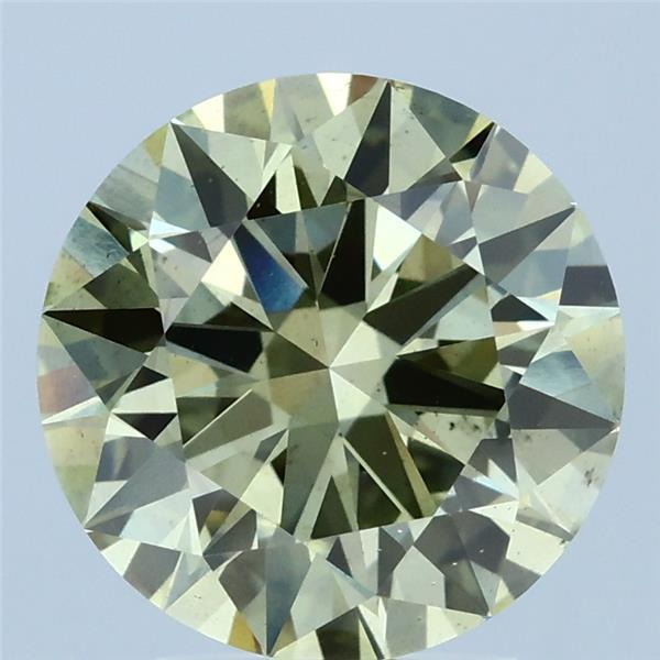 3.00 Carat Round Lab Grown Diamond, Ideal Cut, Fancy Light Yellow Color, VS2 Clarity
