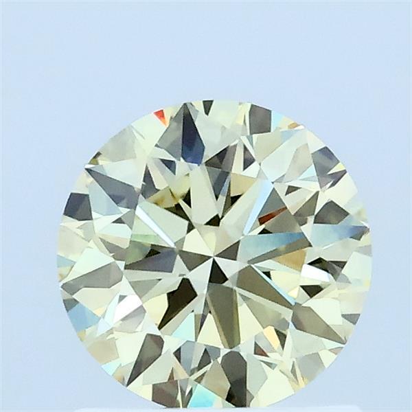 1.02 Carat Round Lab Grown Diamond, Ideal Cut, Fancy Light Yellow Color, VVS2 Clarity
