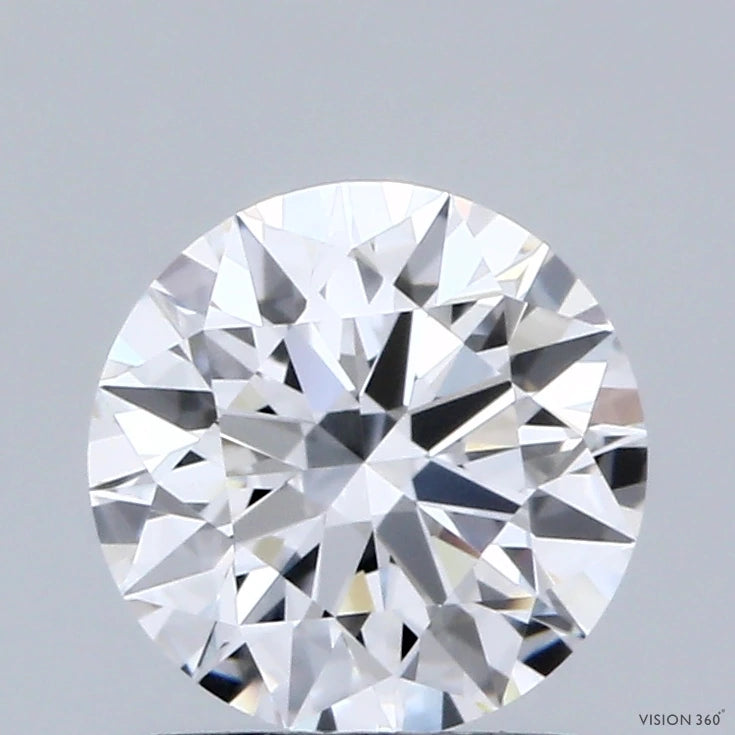 1.09 Carat Round Lab Grown Diamond, Ideal Cut, D Color, VVS2 Clarity