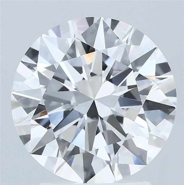 2.52 Carat Round Lab Grown Diamond, Excellent Cut, D Color, VVS2 Clarity