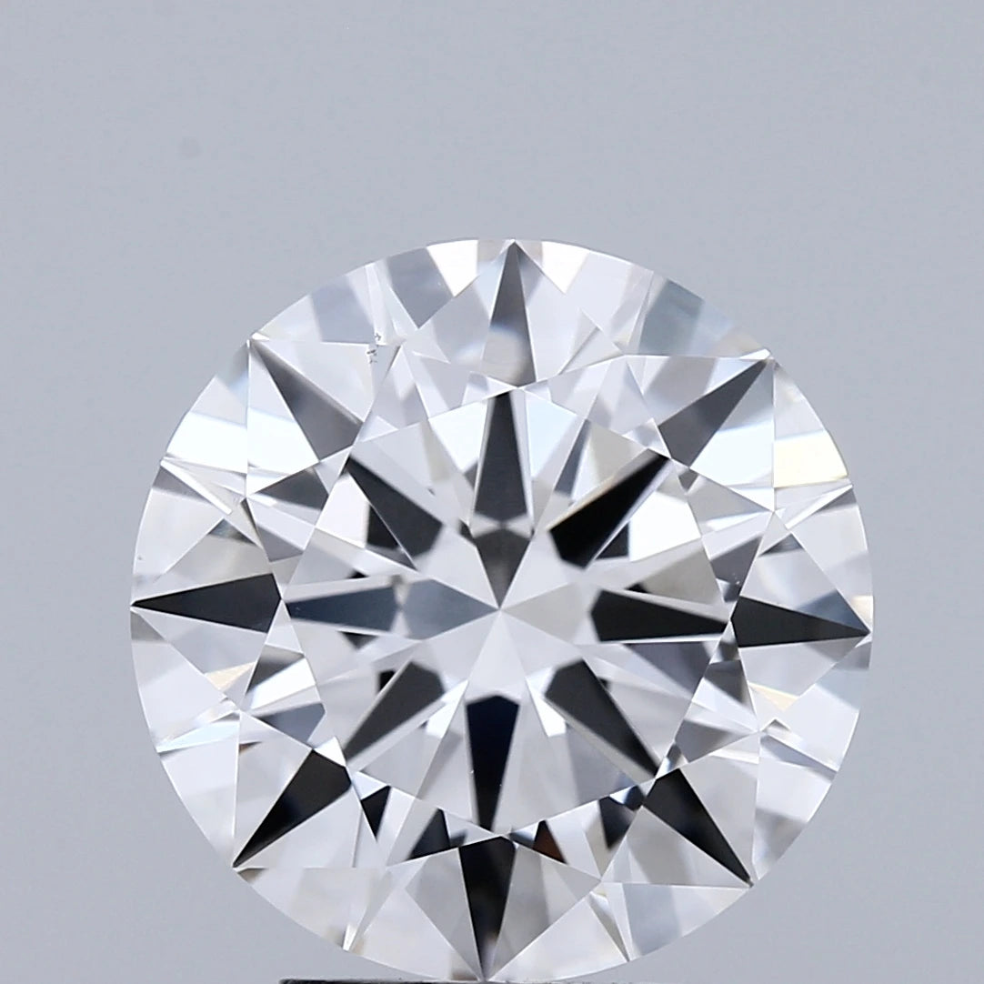 4.00 Carat Round Lab Grown Diamond, Excellent Cut, F Color, VS1 Clarity