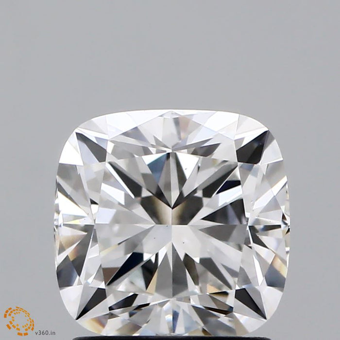 1.64 Carat Square Cushion Lab Grown Diamond, Excellent Polish, F Color, VS1 Clarity
