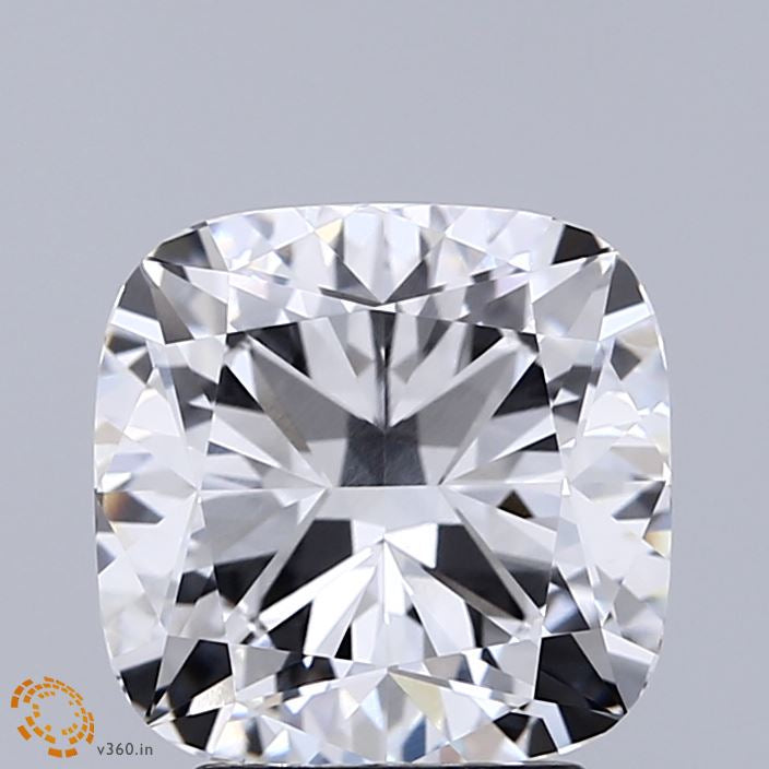 3.21 Carat Square Cushion Lab Grown Diamond, Excellent Polish, D Color, VVS2 Clarity