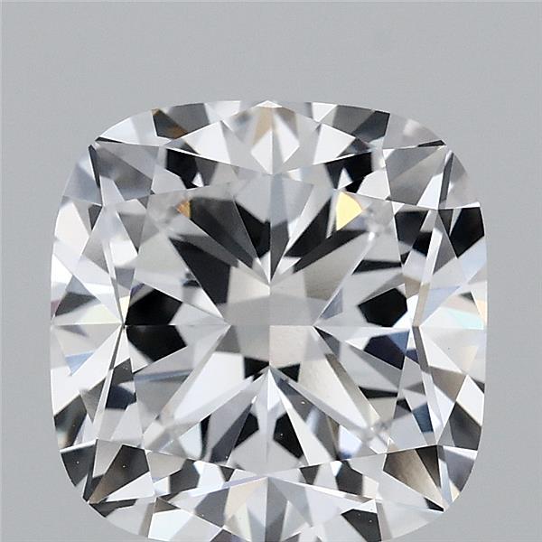 3.27 Carat Square Cushion Lab Grown Diamond, Excellent Polish, D Color, VVS2 Clarity