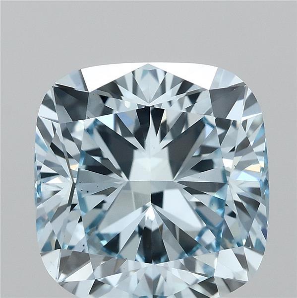 2.79 Carat Square Cushion Lab Grown Diamond, Fancy Vivid Blue Color, VS1 Clarity