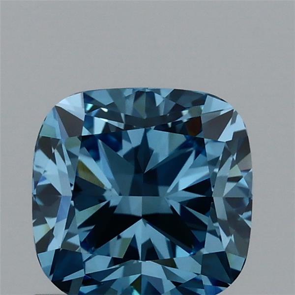 1.09 Carat Square Cushion Lab Grown Diamond, Fancy Vivid Blue Color, VVS2 Clarity