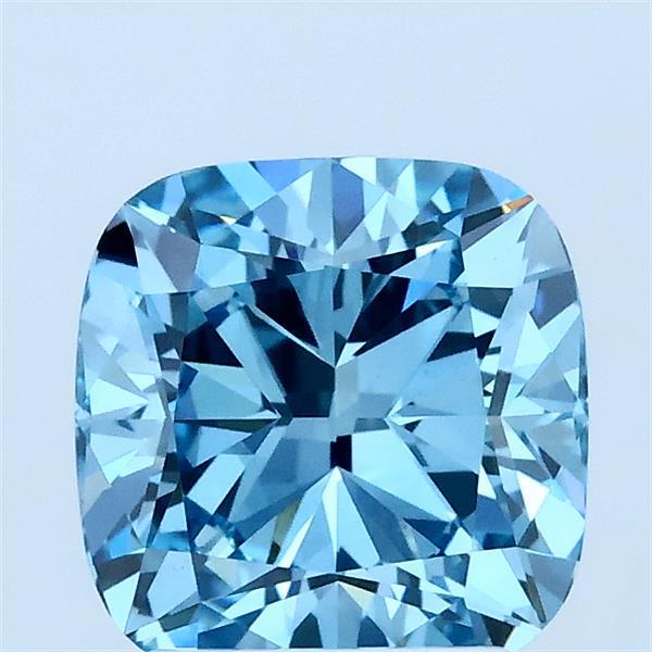 1.95 Carat Square Cushion Lab Grown Diamond, Fancy Vivid Blue Color, VS1 Clarity