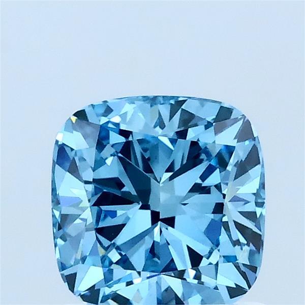 1.06 Carat Square Cushion Lab Grown Diamond, Fancy Vivid Blue Color, VVS2 Clarity
