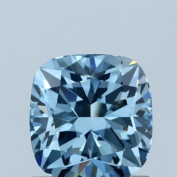 1.07 Carat Square Cushion Lab Grown Diamond, Fancy Vivid Blue Color, VVS2 Clarity