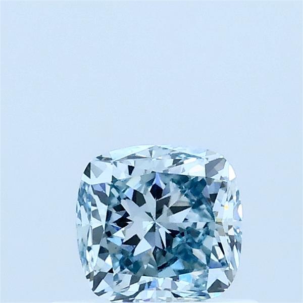 0.58 Carat Square Cushion Lab Grown Diamond, Fancy Intense Blue Color, VS1 Clarity