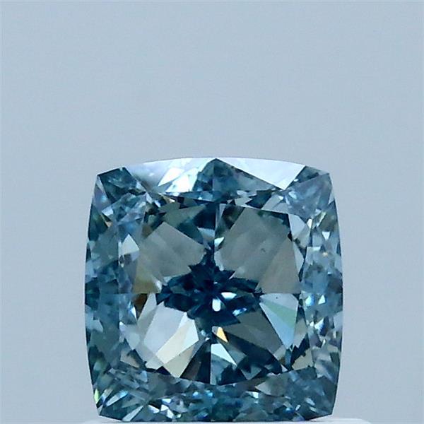 1.02 Carat Square Cushion Lab Grown Diamond, Fancy Intense Greenish Blue Color, VS1 Clarity