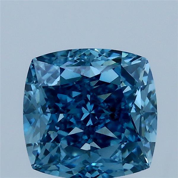 2.06 Carat Square Cushion Lab Grown Diamond, Fancy Vivid Blue Color, VS1 Clarity