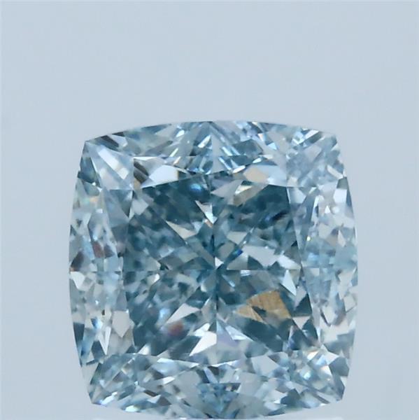 2.08 Carat Square Cushion Lab Grown Diamond, Fancy Intense Greenish Blue Color, VVS2 Clarity