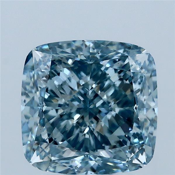 3.51 Carat Square Cushion Lab Grown Diamond, Fancy Vivid Blue Color, VS1 Clarity