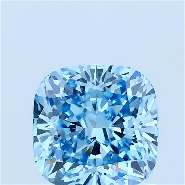 1.04 Carat Square Cushion Lab Grown Diamond, Fancy Vivid Blue Color, VS1 Clarity
