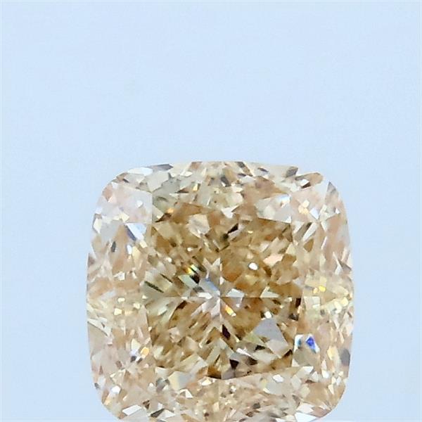 1.02 Carat Square Cushion Lab Grown Diamond, Light Yellowish Brown Color, VS1 Clarity