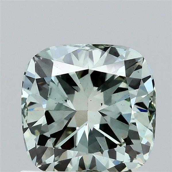 1.01 Carat Square Cushion Lab Grown Diamond, Fancy Intense Green Color, VS2 Clarity