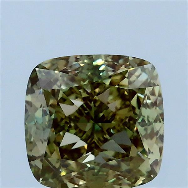 1.60 Carat Square Cushion Lab Grown Diamond, Fancy Greeny Color, VS1 Clarity
