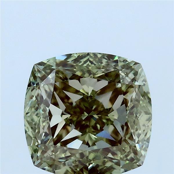 3.04 Carat Square Cushion Lab Grown Diamond, Fancy Intense Green Color, VS1 Clarity