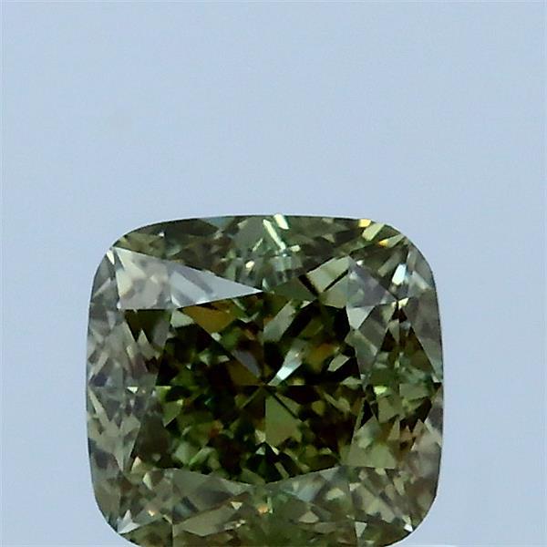 1.04 Carat Square Cushion Lab Grown Diamond, Fancy Greeny Color, VVS2 Clarity