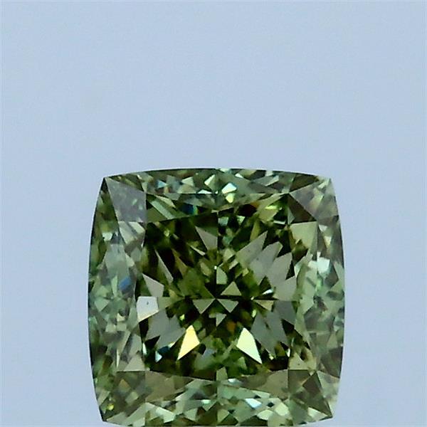1.01 Carat Square Cushion Lab Grown Diamond, Fancy Intense Green Color, VS1 Clarity