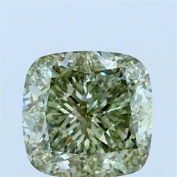 2.02 Carat Square Cushion Lab Grown Diamond, Fancy Green Color, VS1 Clarity