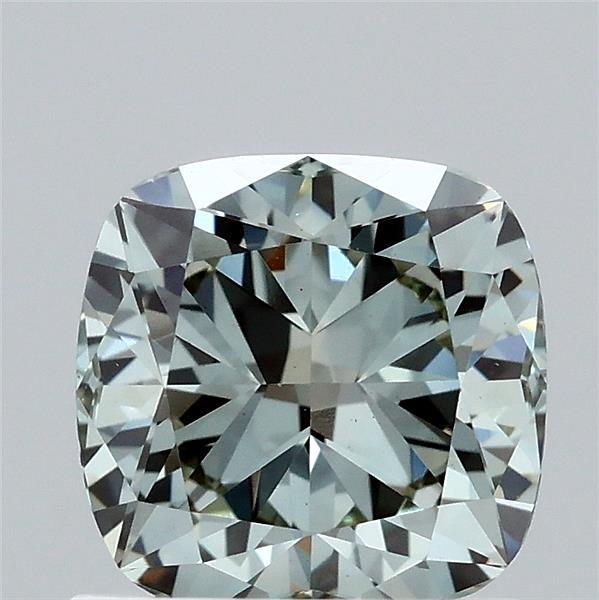 1.02 Carat Square Cushion Lab Grown Diamond, Fancy Intense Green Color, VS1 Clarity