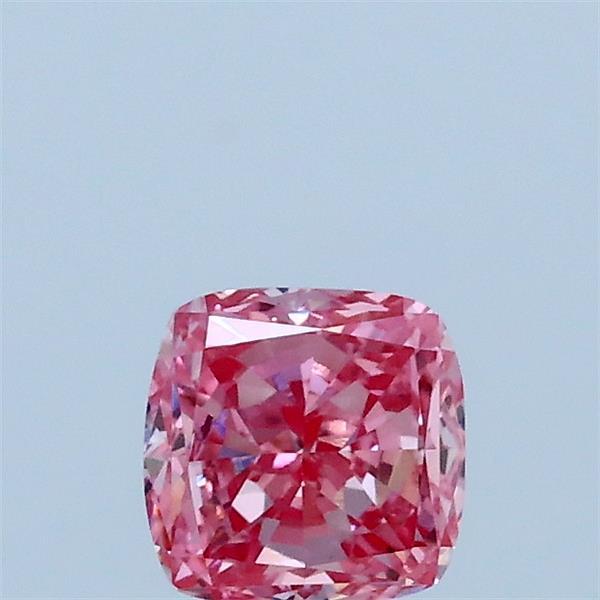 0.59 Carat Square Cushion Lab Grown Diamond, Fancy Vivid Pink Color, VVS2 Clarity