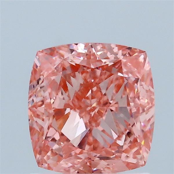 1.63 Carat Square Cushion Lab Grown Diamond, Fancy Vivid Pink Color, VVS2 Clarity