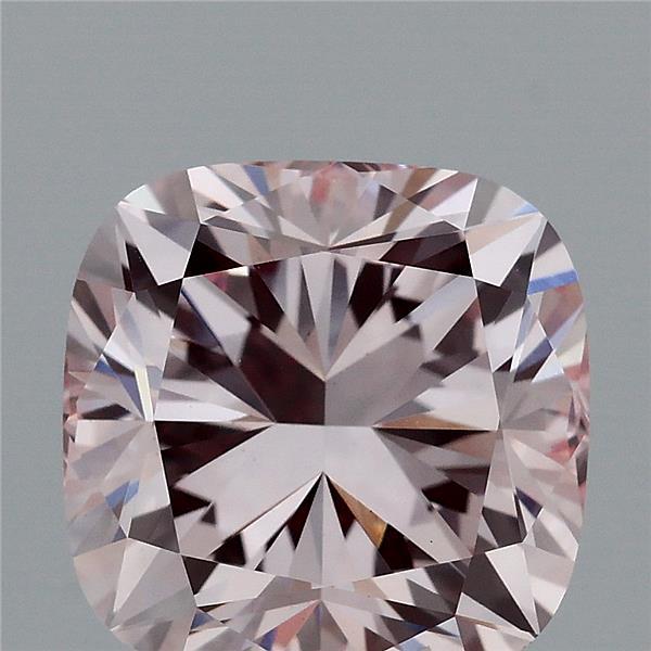 2.80 Carat Square Cushion Lab Grown Diamond, Fancy Pink Color, VS1 Clarity
