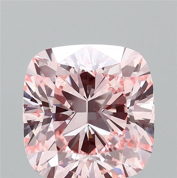 3.02 Carat Square Cushion Lab Grown Diamond, Fancy Intense Pink Color, VS1 Clarity