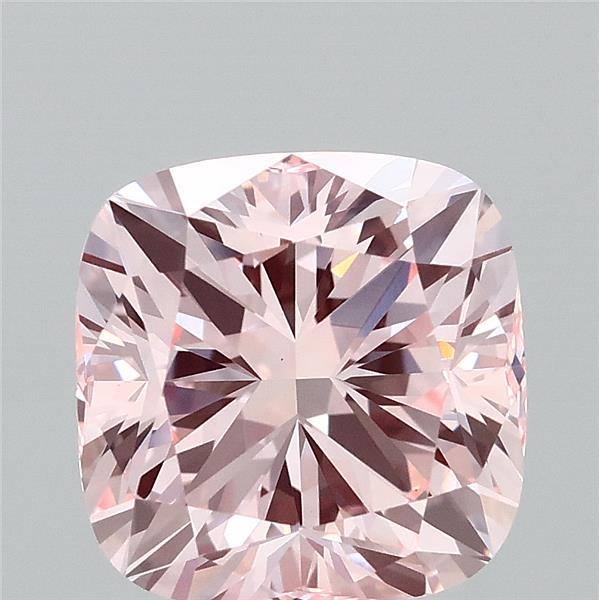 3.05 Carat Square Cushion Lab Grown Diamond, Fancy Intense Pink Color, VS1 Clarity