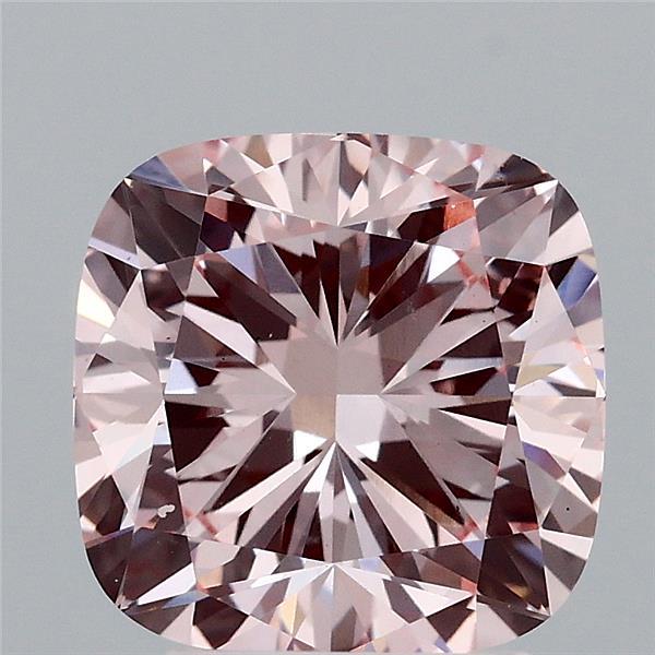 3.01 Carat Square Cushion Lab Grown Diamond, Fancy Intense Pink Color, VS1 Clarity