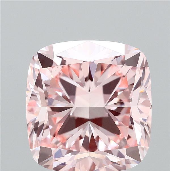 3.02 Carat Square Cushion Lab Grown Diamond, Fancy Intense Pink Color, VS1 Clarity