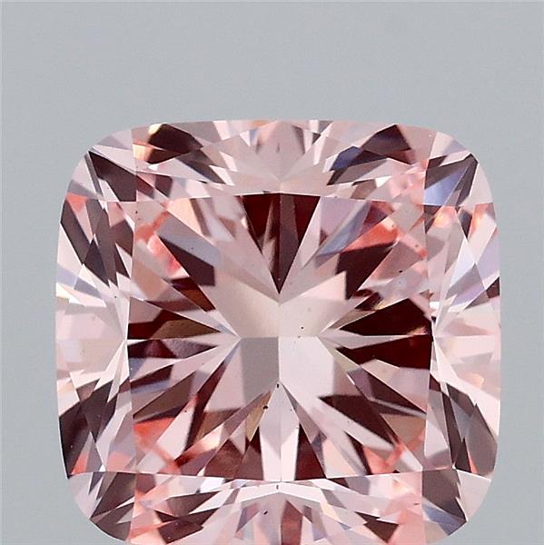 3.11 Carat Square Cushion Lab Grown Diamond, Fancy Intense Pink Color, VS1 Clarity