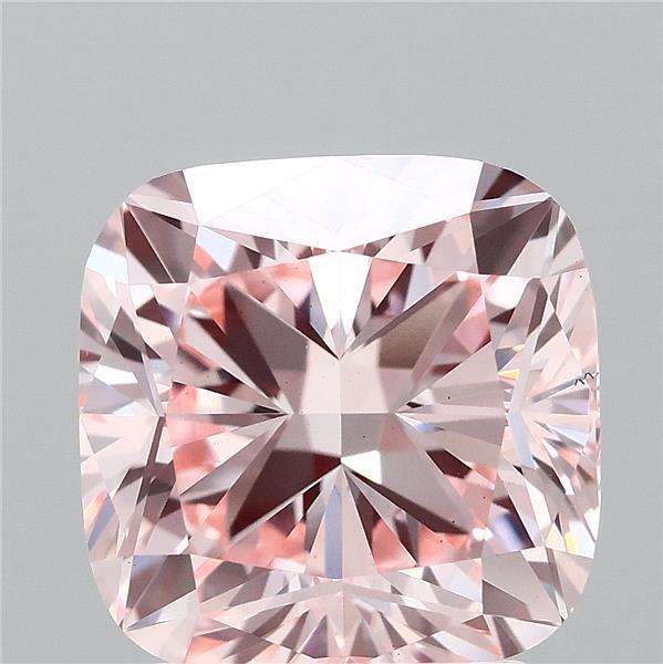 2.68 Carat Square Cushion Lab Grown Diamond, Fancy Vivid Pink Color, VS1 Clarity