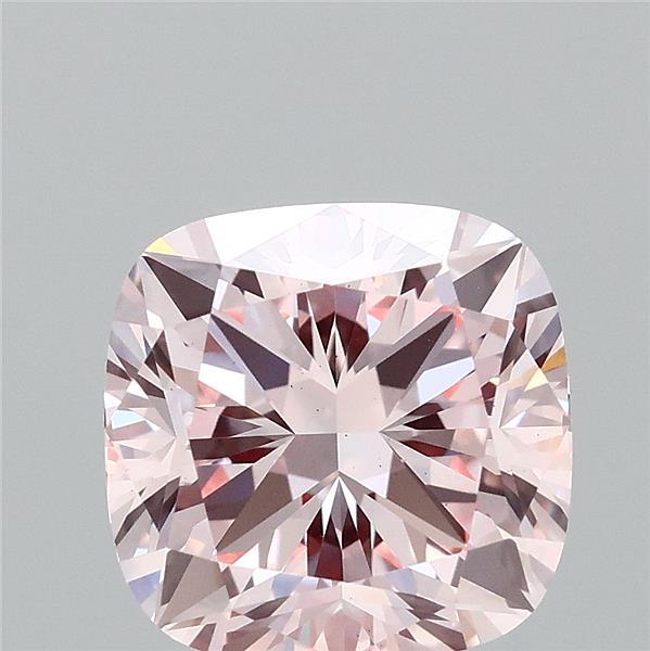 3.07 Carat Square Cushion Lab Grown Diamond, Fancy Intense Pink Color, VS1 Clarity