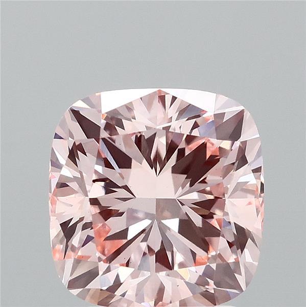 3.02 Carat Square Cushion Lab Grown Diamond, Fancy Intense Pink Color, VS1 Clarity