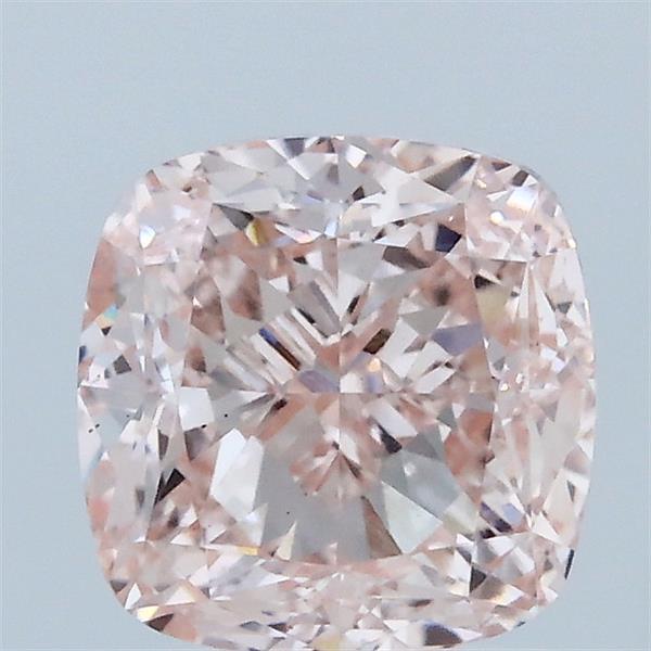 2.03 Carat Square Cushion Lab Grown Diamond, Fancy Pink Color, VS1 Clarity