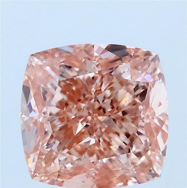 2.85 Carat Square Cushion Lab Grown Diamond, Fancy Vivid Pink Color, VVS2 Clarity
