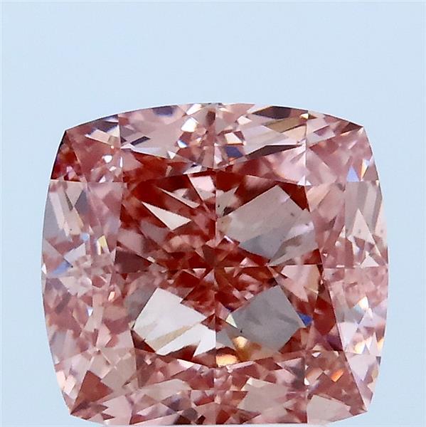 3.01 Carat Square Cushion Lab Grown Diamond, Fancy Vivid Pink Color, VS1 Clarity