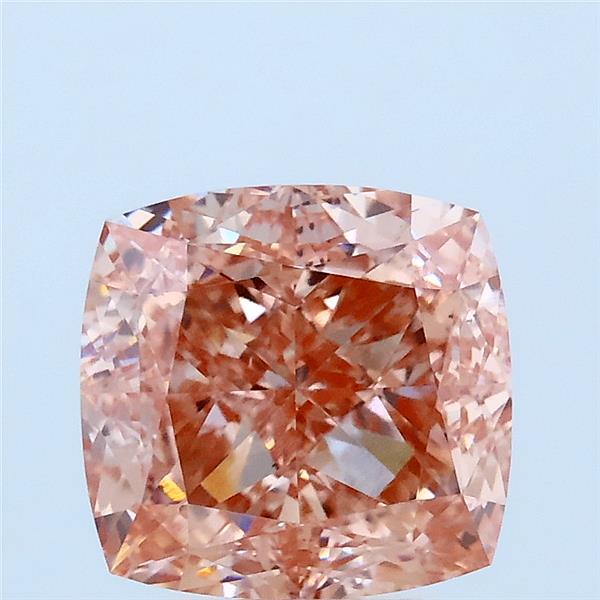 3.04 Carat Square Cushion Lab Grown Diamond, Fancy Vivid Pink Color, VS1 Clarity