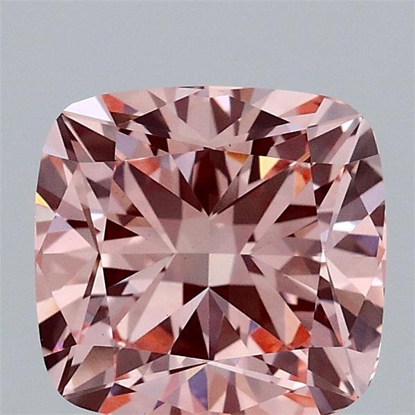 1.85 Carat Square Cushion Lab Grown Diamond, Fancy Intense Pink Color, VVS2 Clarity