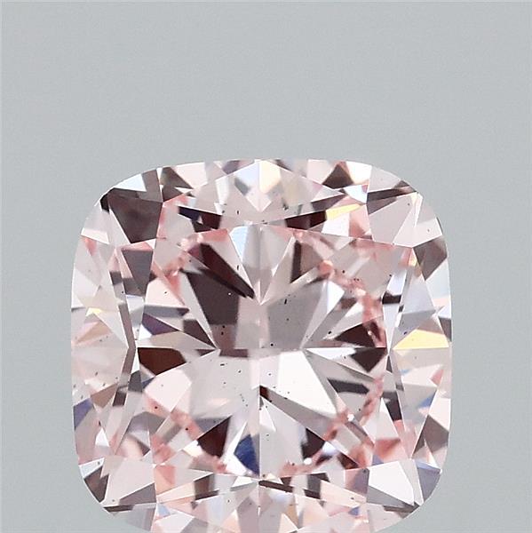 2.08 Carat Square Cushion Lab Grown Diamond, Fancy Light Pink Color, SI1 Clarity
