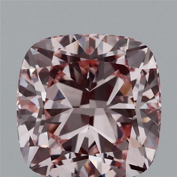2.05 Carat Square Cushion Lab Grown Diamond, Fancy Intense Pink Color, VVS2 Clarity
