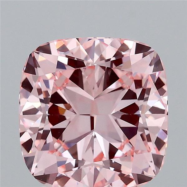 3.07 Carat Square Cushion Lab Grown Diamond, Fancy Vivid Pink Color, VVS2 Clarity