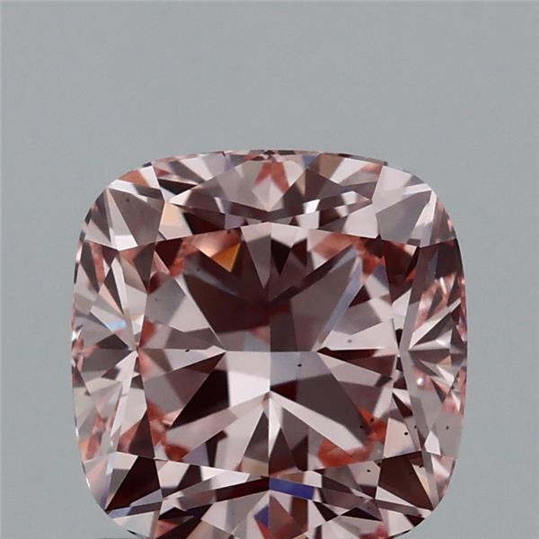 1.48 Carat Square Cushion Lab Grown Diamond, Fancy Intense Pink Color, VS2 Clarity