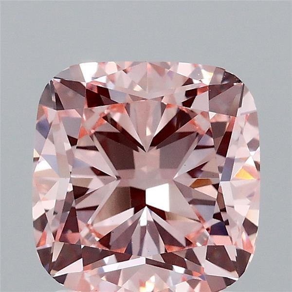2.11 Carat Square Cushion Lab Grown Diamond, Fancy Intense Pink Color, VS1 Clarity