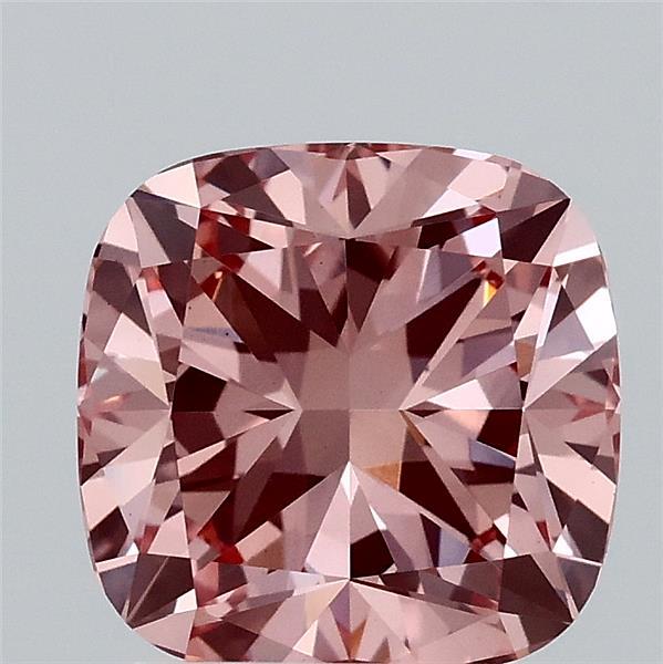 2.26 Carat Square Cushion Lab Grown Diamond, Fancy Vivid Pink Color, VS1 Clarity